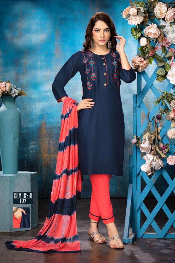 Trendy Kamakshi Festive Wear Rayon  Kurti Pant And Dupatta